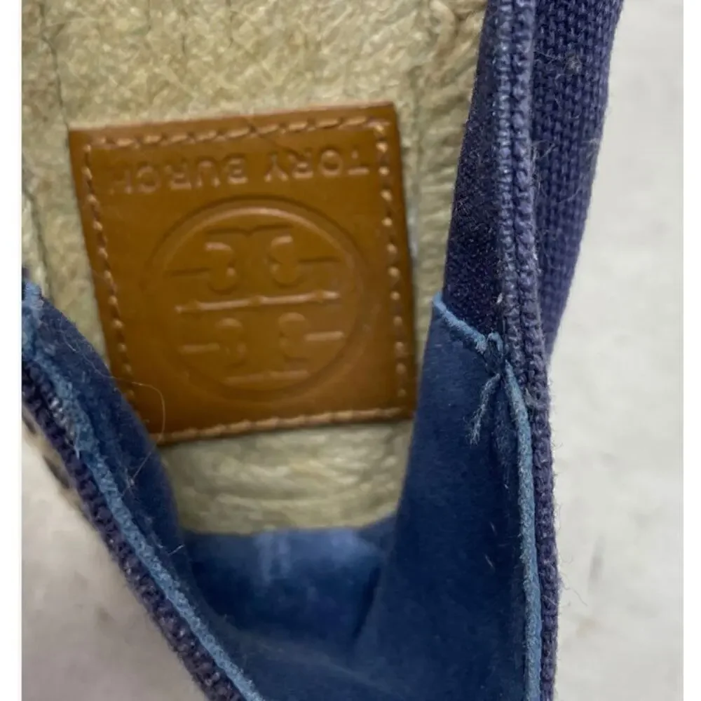 Tory Burch Size 7 Vacation Blue Green Slip-On Espadrille Quiet Luxury Flats
